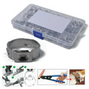 100pcs 5.3-15.3mm Car Vehicle Single Ear Stainless Steel Hose Clamps O-Clips Kit