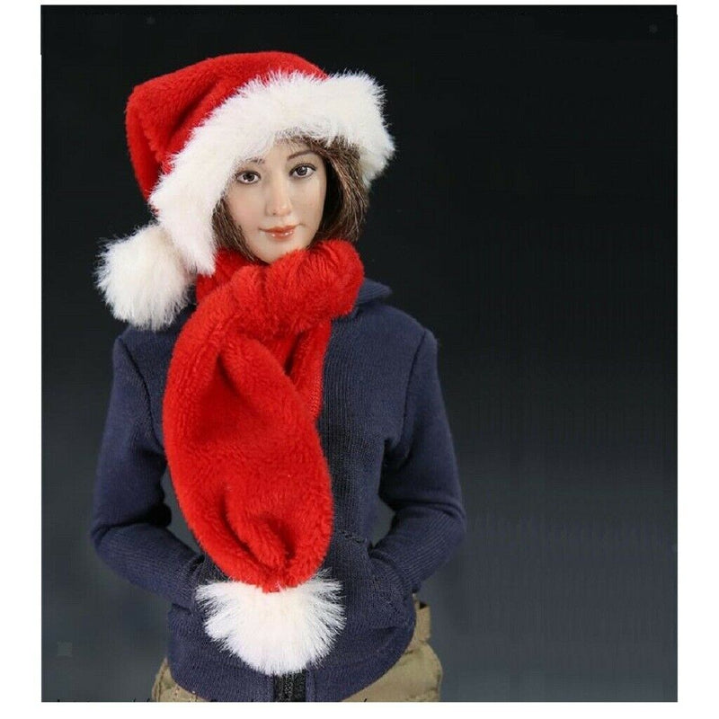 1/6 Scale Christmas Hat & Scarf for Hottoys, CY CG Girl, TTL, Enterbay 12 inch