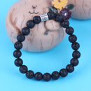 Black Beaded Lava Stone Virgo Zodiac Sign Horoscope Bracelet Metal Constellation