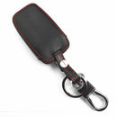 Black Leather Smart Remote 4 Buttons Key Chain Holder Cover Fob For Kia K5 K3