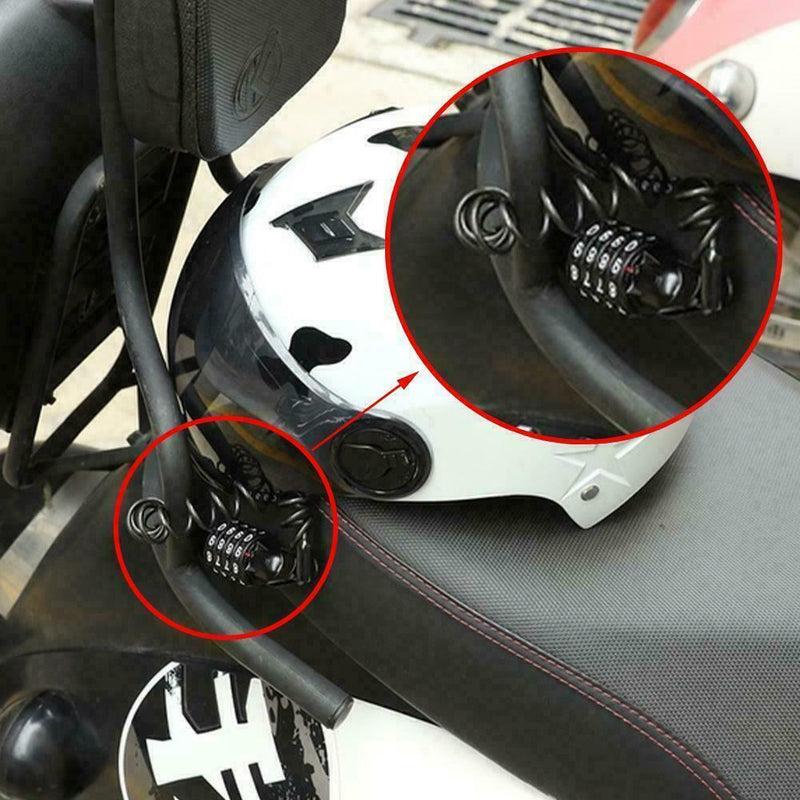 1*Motorcycle Helmet Lock Cable Black Tough Combination Anti-theft Password R6T0