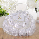 Lovely Heart-Shaped Ring Pillow Rose Flowers Rhinestone Pearls Ring Bearer  K6P7