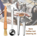 4pcs Coffee Tool Set Cleaning Brush Easy Use Grinder Spoon Clips Stainless Steel