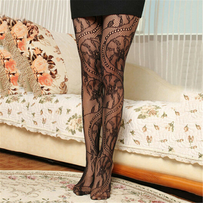 Fashion Floral Pattern Jacquard Girls Fishnet Pantyhose Womens Tights Stockin Gn