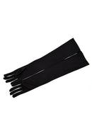 Lady Satin Gloves Formal Party Festival Long Black K7B5