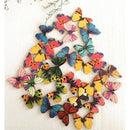 100X 2 Holes Mixed Butterfly Shape Wooden Sewing Mend Scrapbooking DIY Buttons