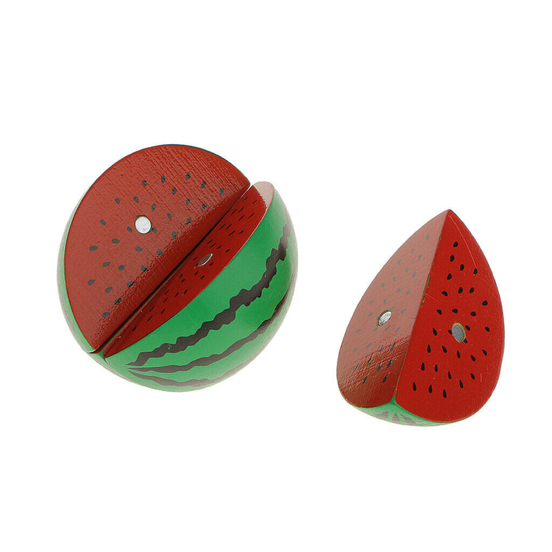 Wooden Magnetic Connected Watermelon Kids Kitchen Cutting Food Pretend Toys