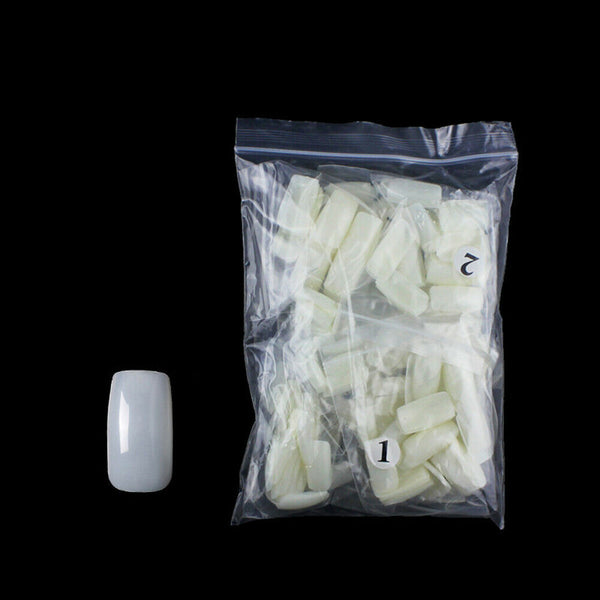 500pcs/bag Natural Flat Shape False Nail Art Tips UV Gel Manicure Tools (1) A#S