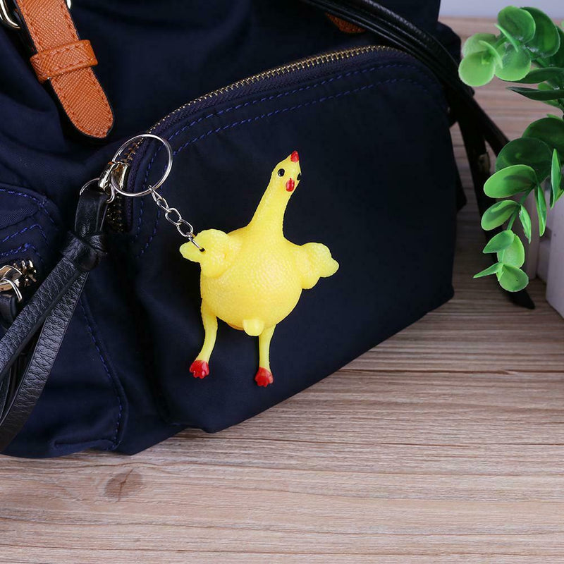 Novelty Funny Toys Vent Chicken Egg Laying Hens Crowded Stress Ball Key