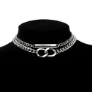 Punk Double Layer Metal Chain Choker Pendant Necklace Clavicle Jewelry GiftOZ