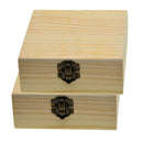 2x Square Wooden Jewelry Box Unfinished Wood Trinket Box w/Lid 12x12x5cm
