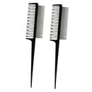 2Pcs 2-Way Dye Coloring Highlighting Weaver Comb for Highlights Black 8.7''