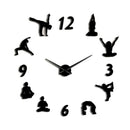 Yoga Large Wall Clocks Mirror Effect Living Room Diy Wall Clock Meditation