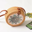 Rattan Bag Shoulder Bag Woven Woven Round Handbag Pouches Bags Crossbody Ba