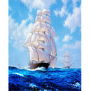 5D DIY Round Drill Diamond Painting Sailing Cross Stitch Embroidery Kit