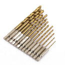 13Pcs Titanium Coated HSS High Speed Steel Drill Bit Set Tool 1/4" Hex Shank