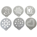 6x Stainless Steel Metal Chocolate Coffee Art Mould Coffee Stencils Love OZ