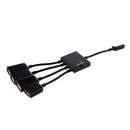 Black USB 4-port Micro Power Cargo OTG Hub Cable adapter V6Q6