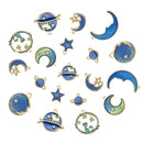 24Pcs/Set Enamel Cat Moon Star Earth Planet Charms Pendant DIY Jewelry Making FT
