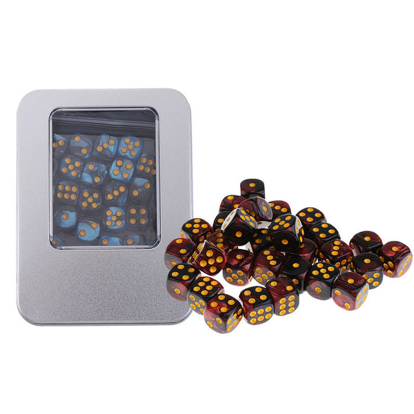 60pcs Acrylic D6 Dices w/ Iron Box Board Card Game Props 0.47inch