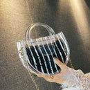 New Striped Transparent Pvc Handbag Ladies Messenger Bag Chain Candy Color