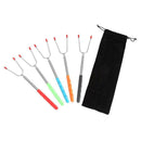 5 Color Outdoor BBQ Fork Telescoping Garden Barbecue Roasting Sticks Kit