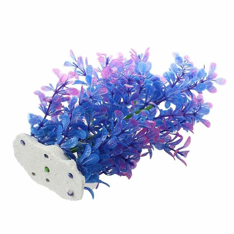 Artificial Plastic Water Plant Purple-blue Deco of Aquarium P6G1