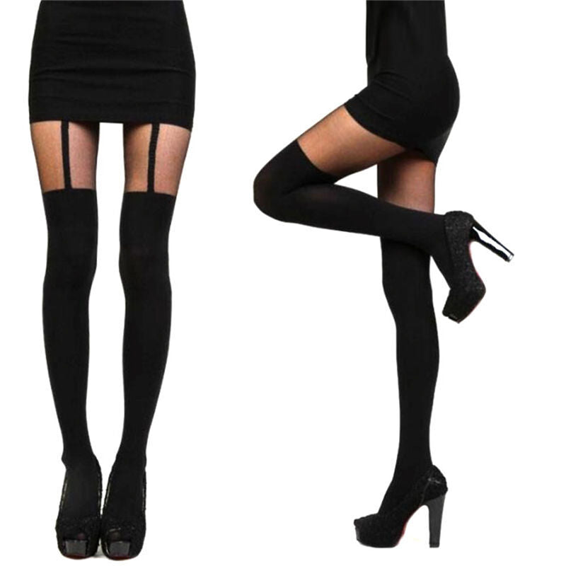 Fashion Women Temptation Sheer Mock Suspender Tights Pantyhose Stockings B Gw