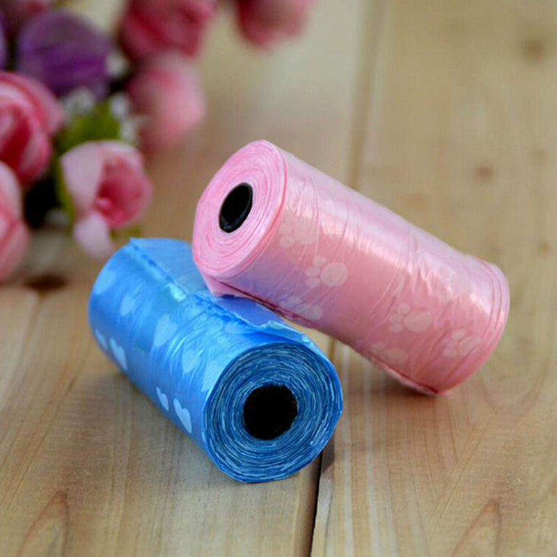 Hot 1Roll/15X Pet Dog Waste Poo Poop Bag Printing Degradable Clean-up Dispens ES