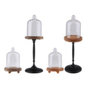 Glass Steel Cloche Dessert Cake Cover Display with Base Low Red brown