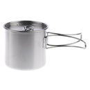 Camping Cup Pot with Foldable Handles and Lid - Ultralight Stainless Steel