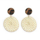 Retro Woven Circle Dangle Ear Stud Women Rattan Geometric Earrings Jewelry