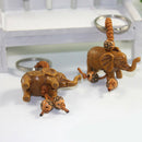 Handmade UNIQUE Lucky Elephant Carving Wooden Pendant Keychain Key Ring Gift