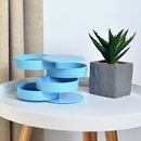 4 Layers Rotatable Jewelry Storage Box Plastic Cosmetic Container (Blue) A