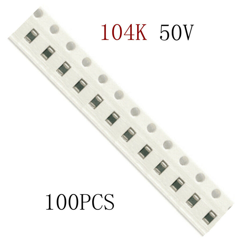 100pcs 50V 0.1UF Capacitor Ceramic LOW ESR Chip X7R SMD0805 (pack of 100)