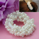 Hot Women Girl White Beads Elastic Hair Rope Scrunchie Ponytail Holder