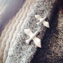 2X Stylish White Peace Dove Shirt Collar Buckle Bird Brooch Pin Xmas Gift AT3C