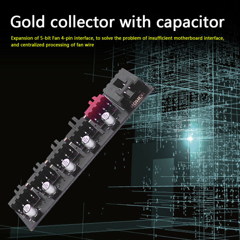 1 to 5 Desktop PC Fan Hub Splitter Adapter for 4pin PWM Cooler Cooling Fan