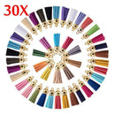 30Pcs Suede Leather Tassel For Keychain Jewelry Pendant DIY Charms Findings Set