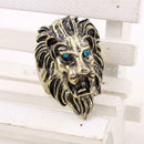 2x Men's Rhinestone Eyes Stainless Steel Lion King Head Shape Ring Party J CCA