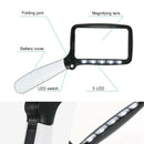 2X Handheld Folding Magnifier With 5 Led Light Hd Acrylic Square Magnifying