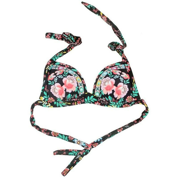 Women's Halter Geometric Print High Waisted Swimsuit Bathing Suits Bikini,  X8S4