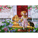 5D DIY Full Round Drill Diamond Painting Watering Girl Cross Stitch Mosaic