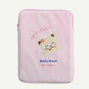 11 inch Laptop Bag Cute Bear Pouch Case for iPad Protective Cover (Pink)