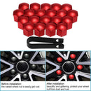 40 Sets 17mm Deep Wheel Chrome Lug Bolt Cover Auto Hub Tyre Screw Decor Red