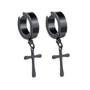2 Pairs Of 361L Stainless Steel Non-piercing Clip On Earrings Cross Drop Earring