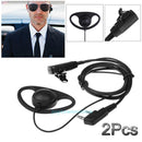 2Pcs D-Shape 2 Pin Earpiece Headset MIC PTT for Baofeng Kenwood TYT Radios