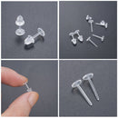 50pcs Clear  Rubber Stem Invisible Ear Stud Pin Replacement Earring Findings