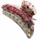 Purple Flowers Print Crescent Shape Hair Claw Clamp for Woman