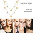 Butterfly Choker Necklace Women Double Layer Pendant Clavicle Chain Jewelry